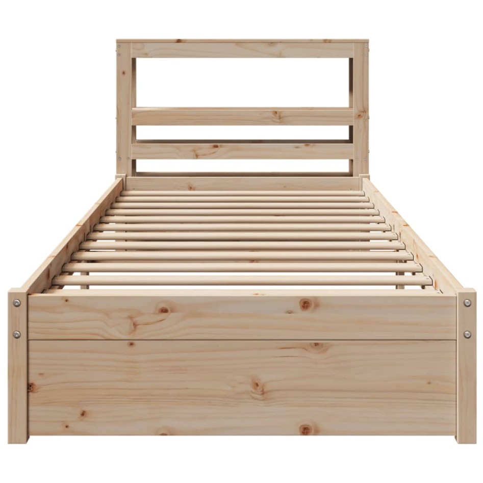 Estructura de cama con cabecero madera maciza pino 90x190