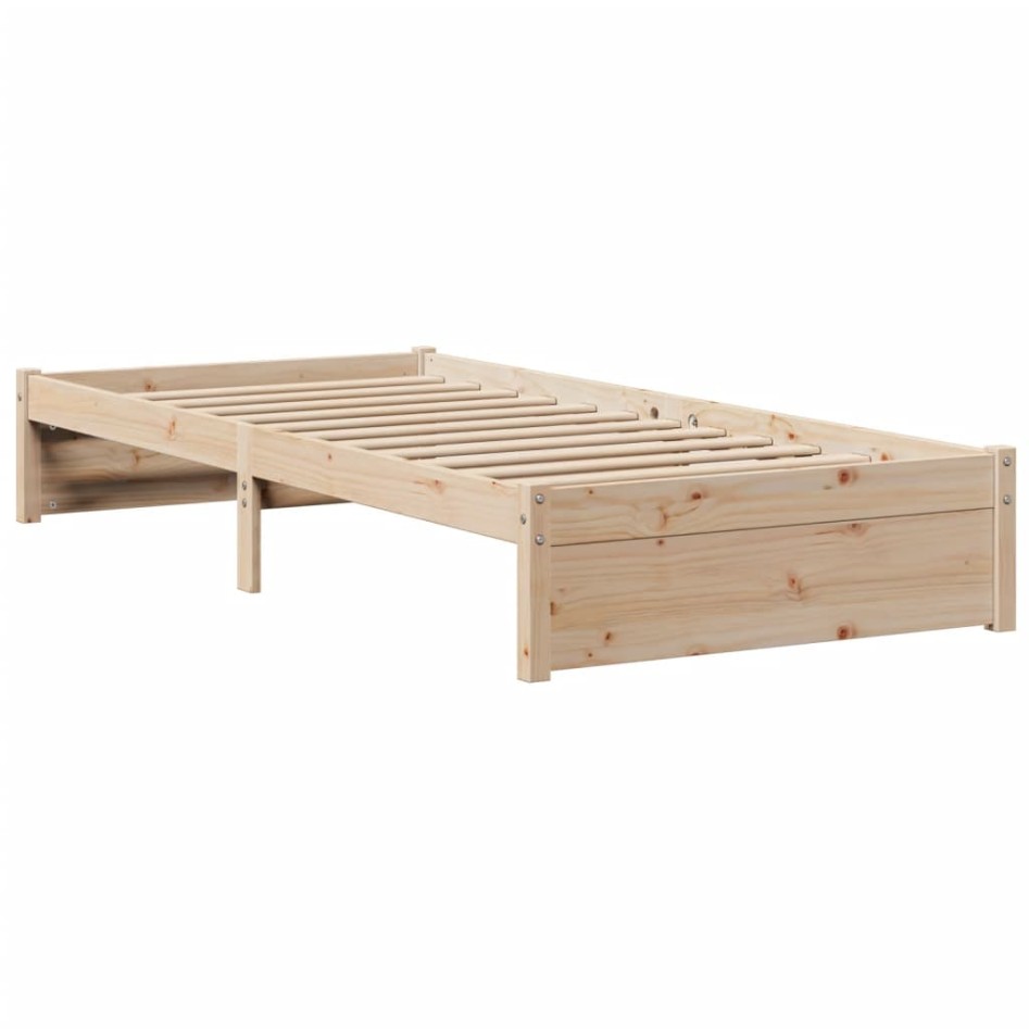 Estructura de cama con cabecero madera maciza pino 90x190