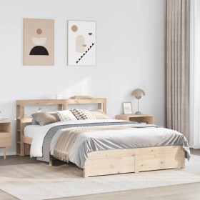 Estructura de cama con cabecero madera de pino blanco