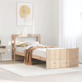Estructura de cama con cabecero madera maciza pino 75x190