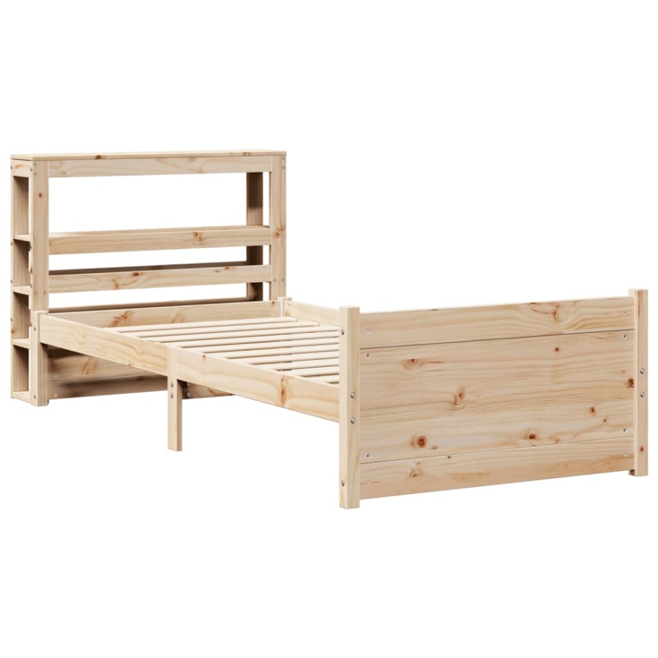 Estructura de cama con cabecero madera maciza pino 75x190