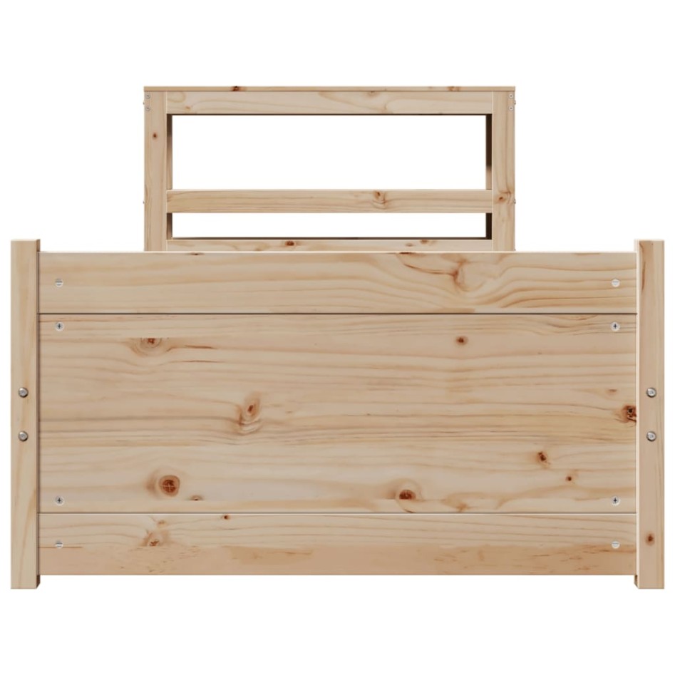 Estructura de cama con cabecero madera maciza pino 75x190