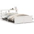 Estructura de cama con cabecero sin colchón blanco 160x200