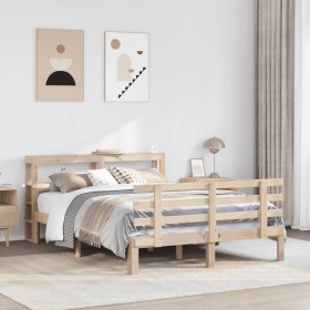 Estructura de cama con cabecero madera de pino blanco