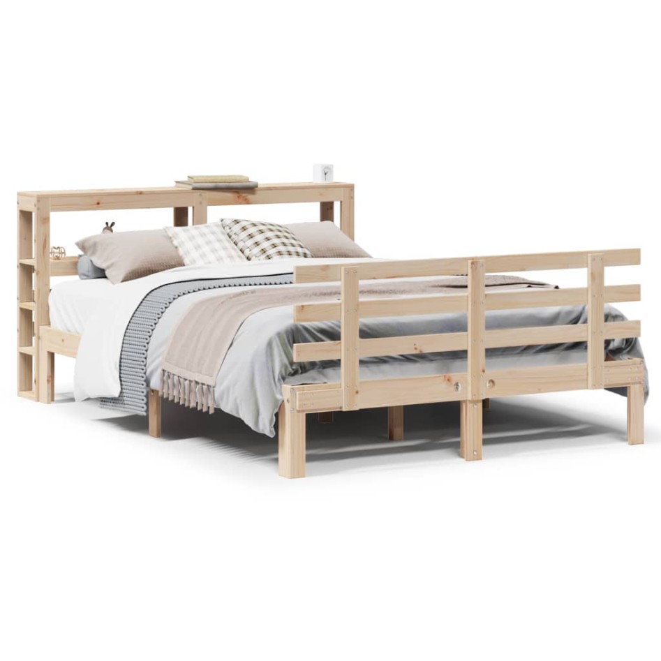 Estructura de cama con cabecero madera de pino blanco