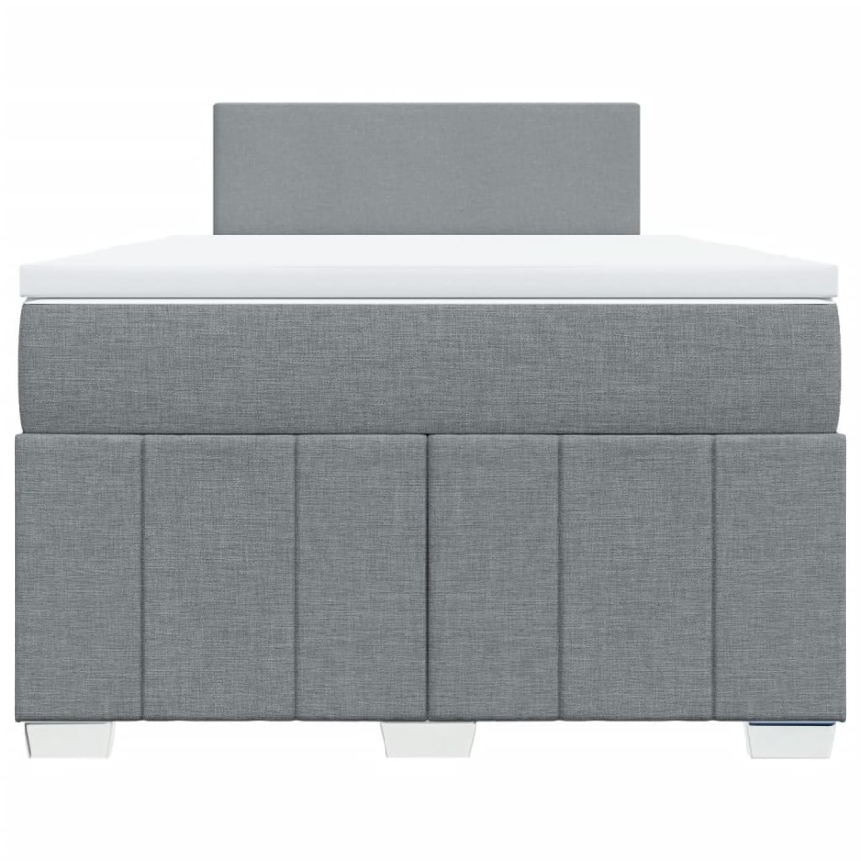 Cama box spring con colchón tela gris claro 120x200