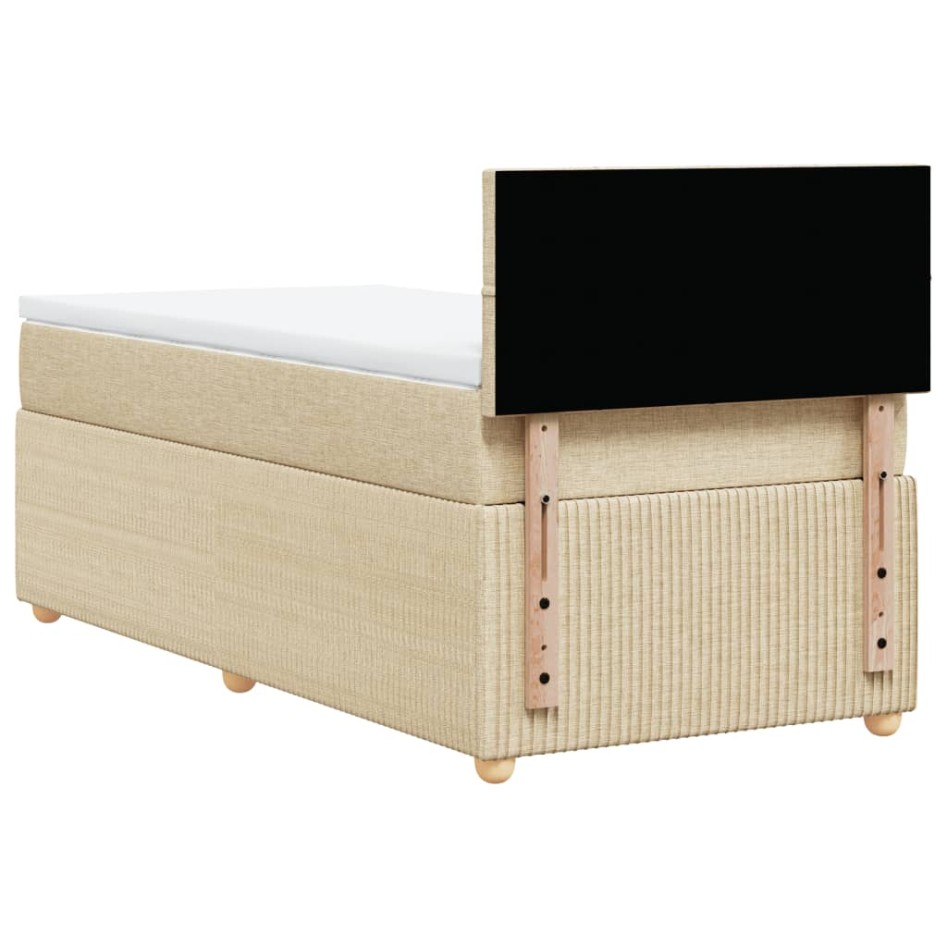 Cama box spring con colchón tela color crema 80x200