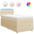 Cama box spring con colchón tela color crema 80x200