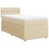 Cama box spring con colchón tela color crema 80x200