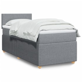 Cama box spring con colchón tela gris claro 90x200