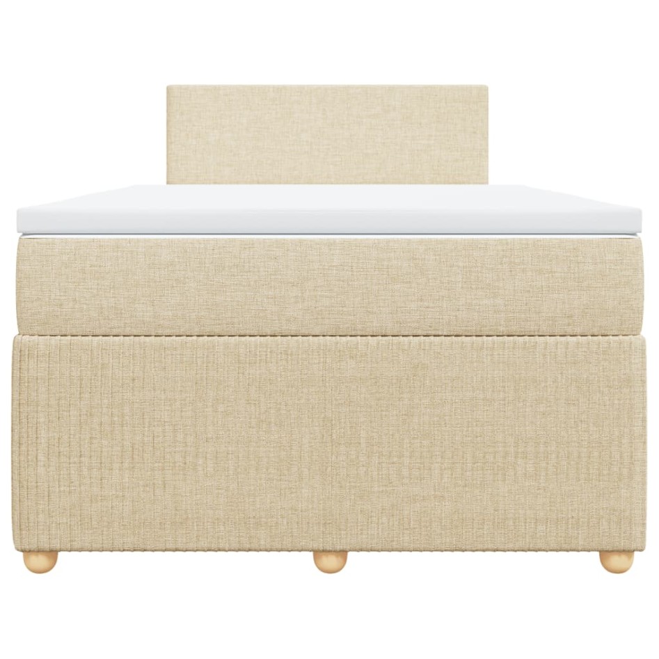 Cama box spring con colchón tela color crema 120x190