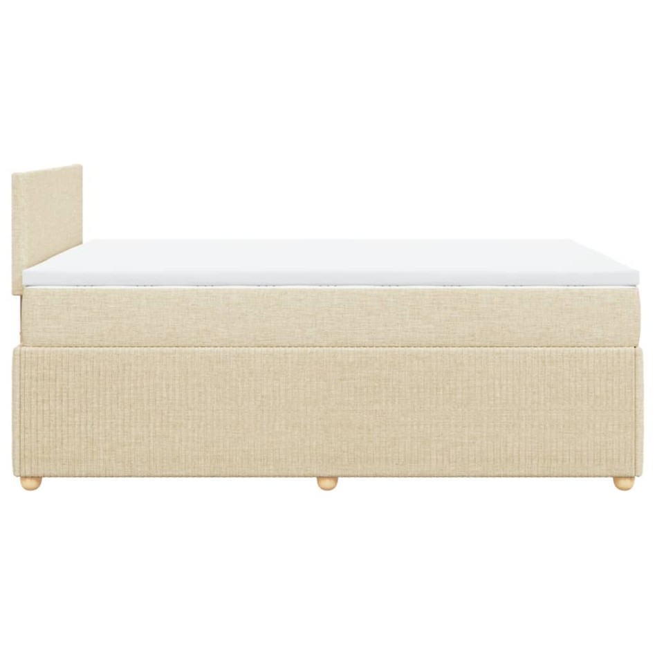 Cama box spring con colchón tela color crema 120x190