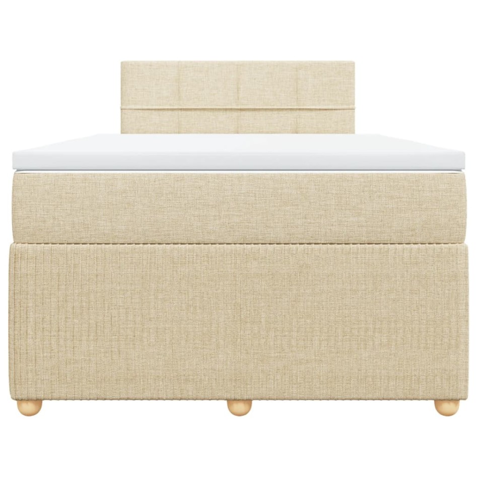 Cama box spring con colchón tela color crema 120x190