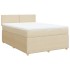 Cama box spring con colchón tela color crema 140x200