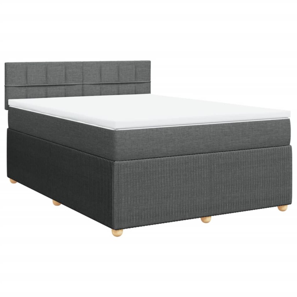 Cama box spring con colchón tela gris oscuro 140x200