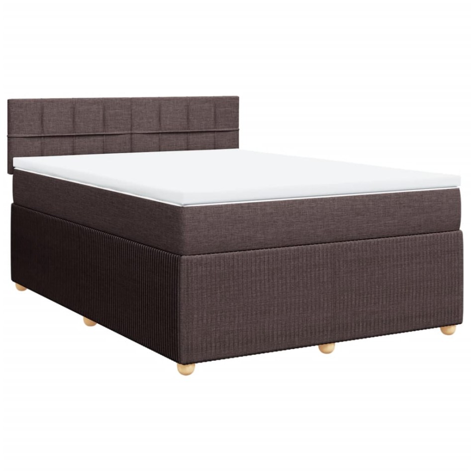 Cama box spring con colchón tela marrón oscuro 140x200