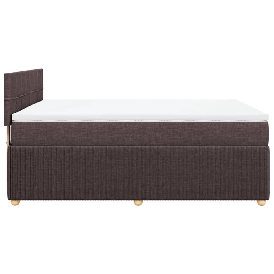 Cama box spring con colchón tela marrón oscuro 140x200