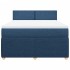 Cama box spring con colchón tela azul 160x200