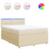 Cama box spring con colchón tela color crema 160x200