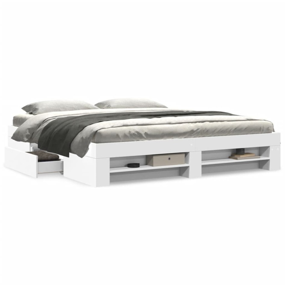 Cama sin colchón blanca 180x200 cm madera de