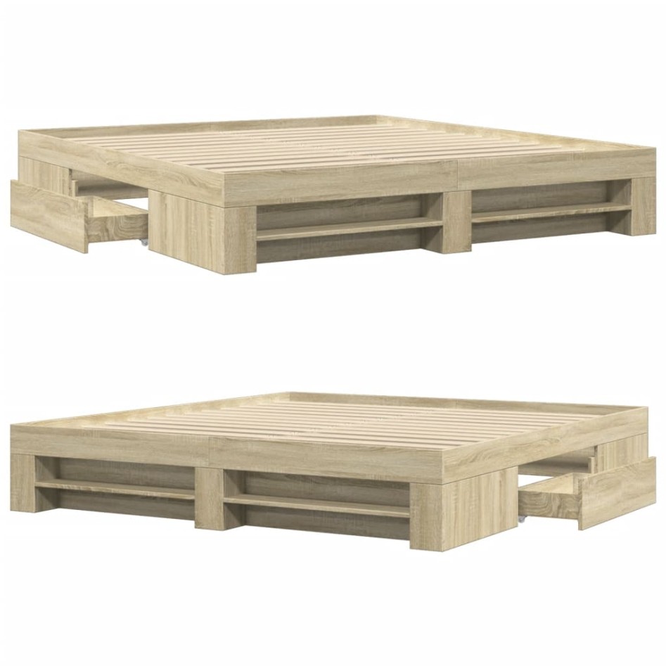 Estructura de cama sin colchón roble Sonoma 180x200