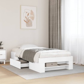 Estructura de cama madera de ingeniería blanca 90x200
