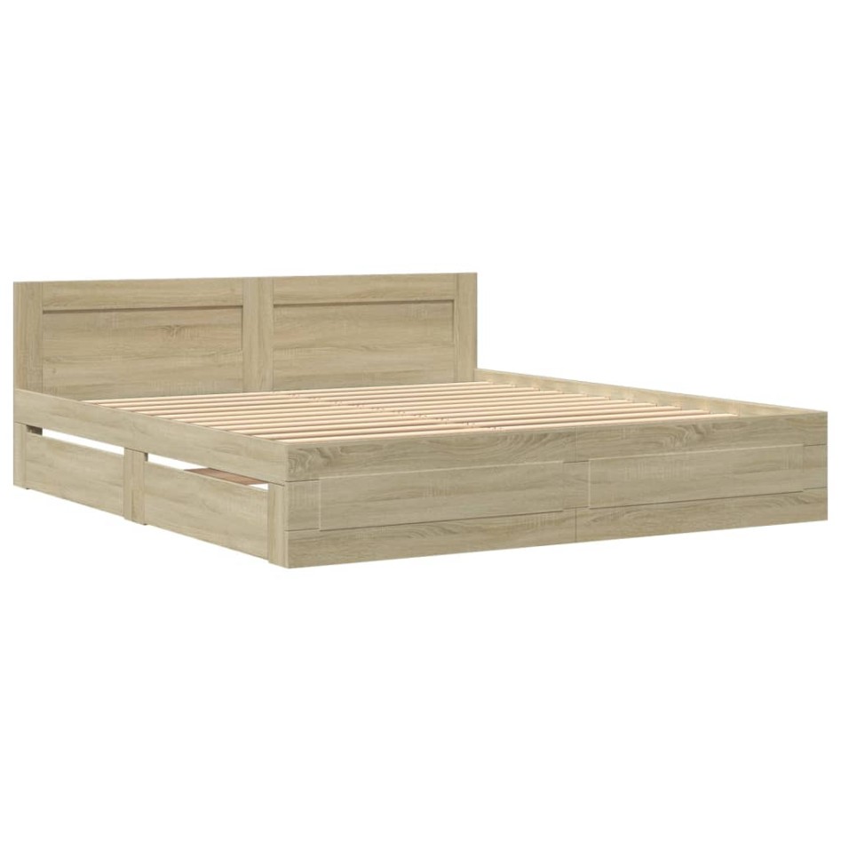Cama con cabecero madera de ingeniería roble Sonoma 180x200