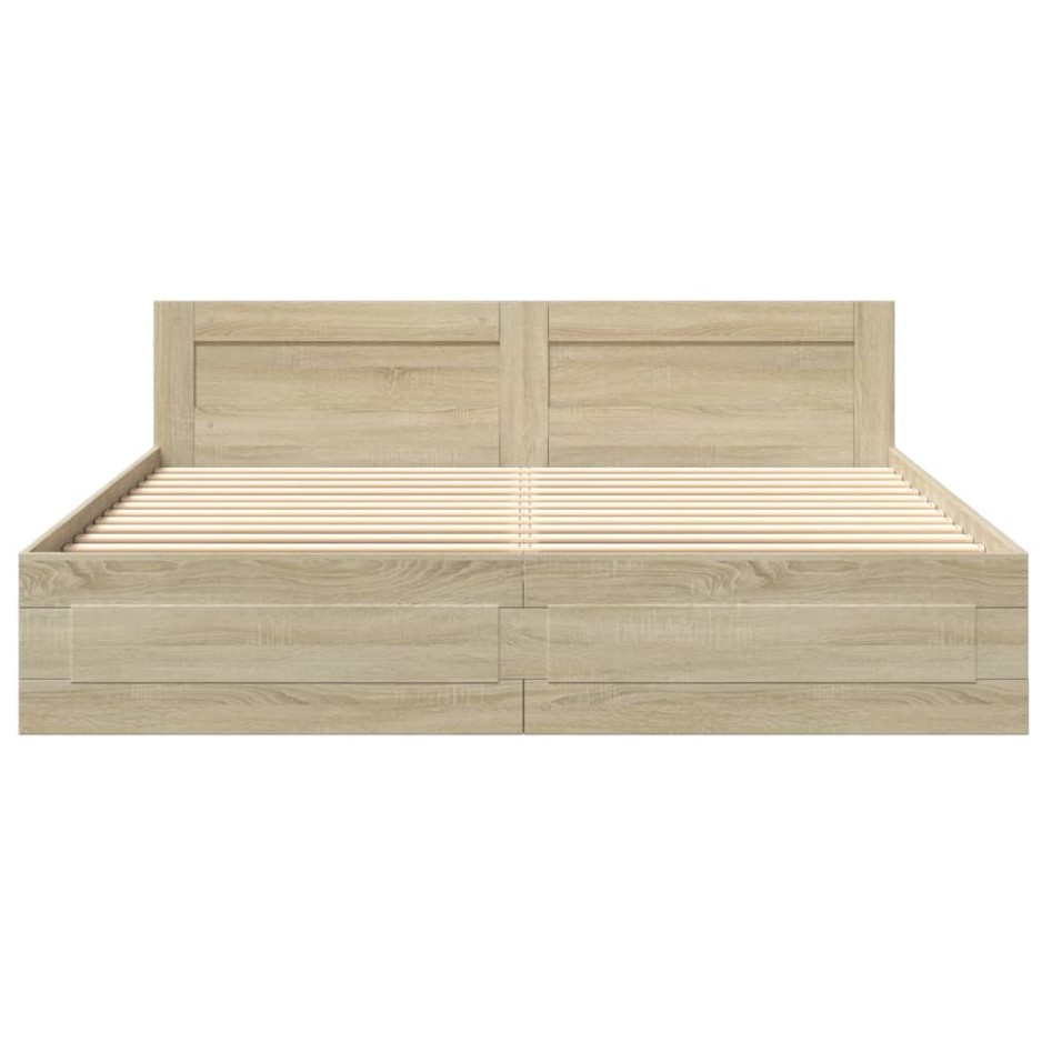 Cama con cabecero madera de ingeniería roble Sonoma 180x200