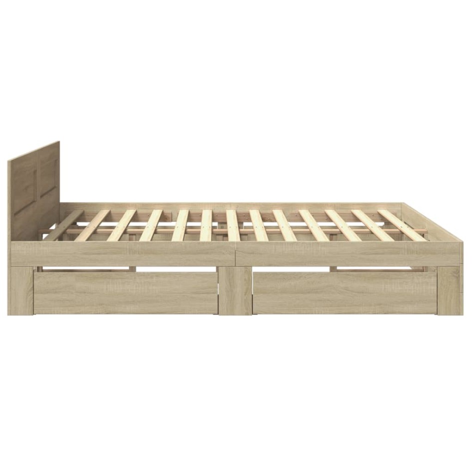 Cama con cabecero madera de ingeniería roble Sonoma 180x200