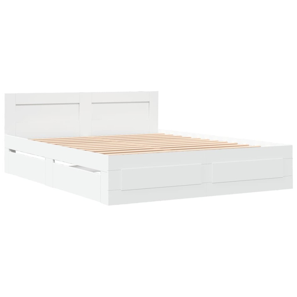 Estructura cama con cabecero madera ingeniería blanco