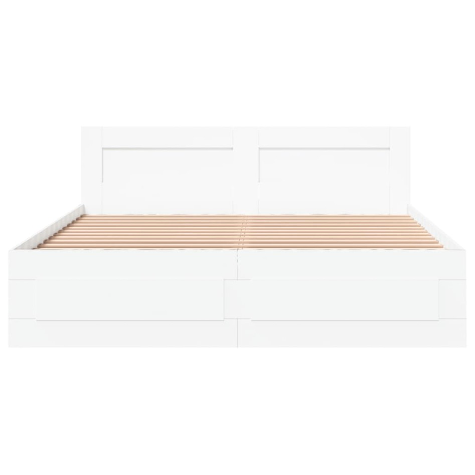 Estructura cama con cabecero madera ingeniería blanco