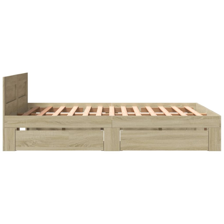 Cama con cabecero madera de ingeniería roble Sonoma 150x200