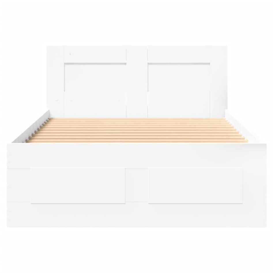 Estructura de cama con cabecero sin colchón blanco 90x200