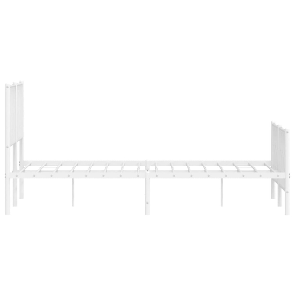 Estructura cama metal con cabecero y estribo blanco 135x190