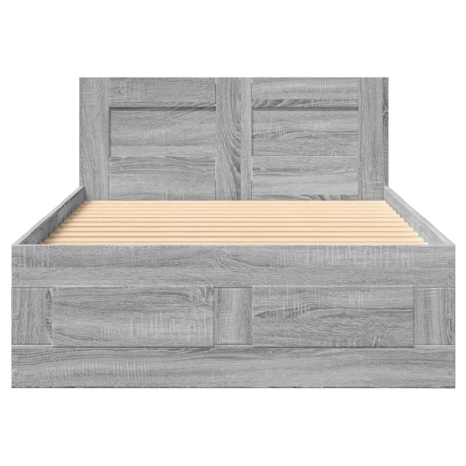 Cama con cabecero madera de ingeniería gris Sonoma 90x200