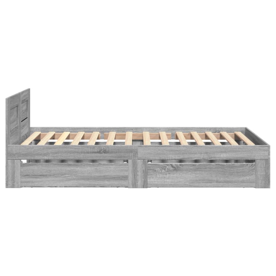 Cama con cabecero madera de ingeniería gris Sonoma 90x200