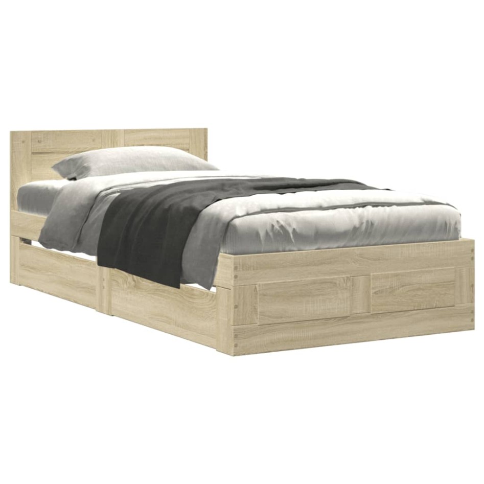 Cama con cabecero madera de ingeniería roble Sonoma 90x190