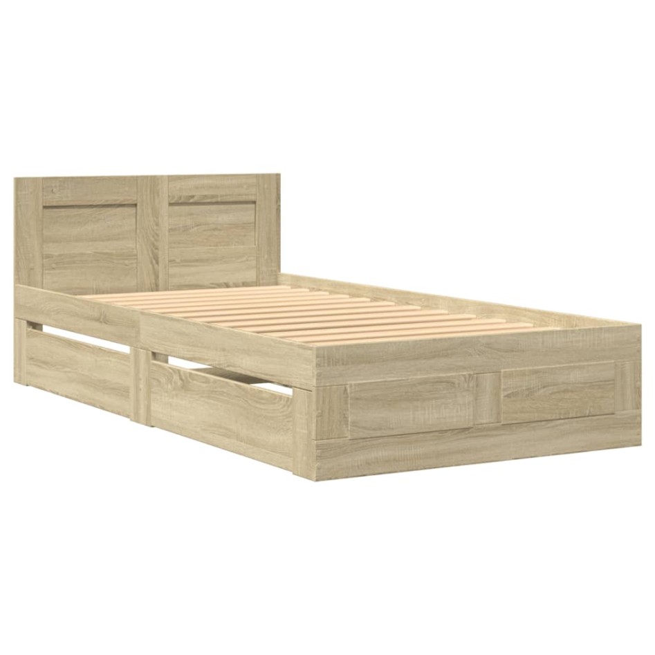 Cama con cabecero madera de ingeniería roble Sonoma 90x190