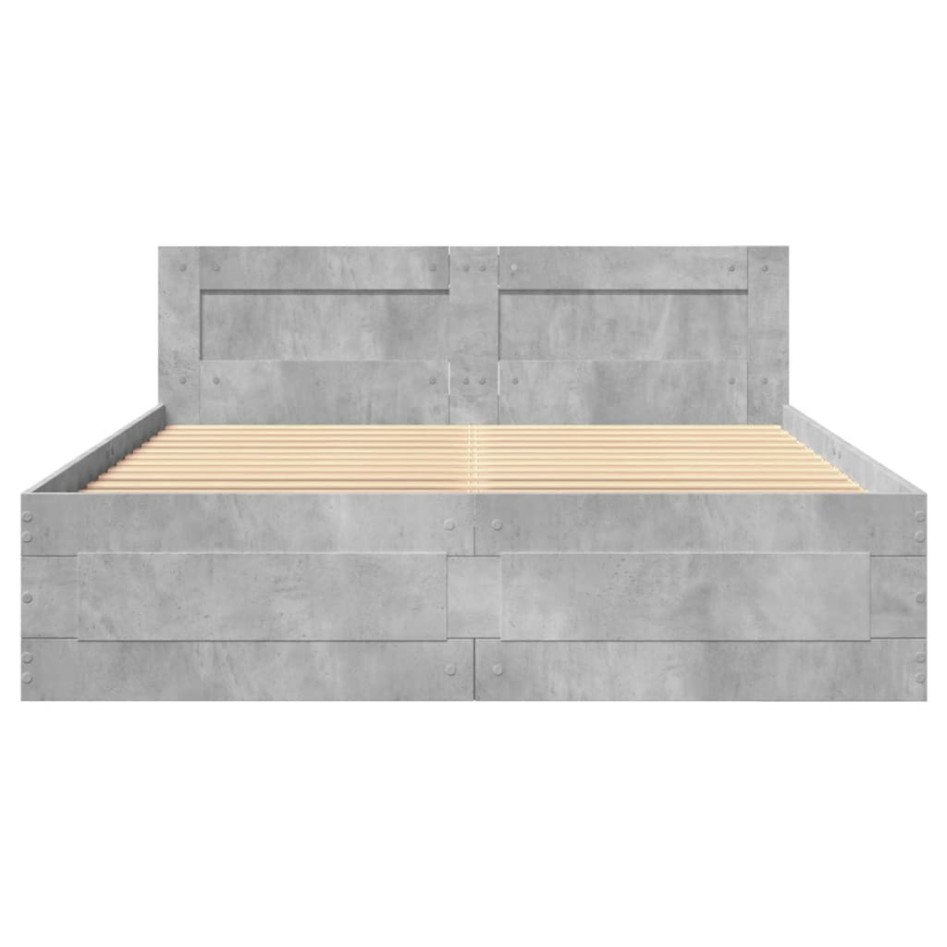 Cama con cabecero madera de ingeniería gris hormigón 120x190