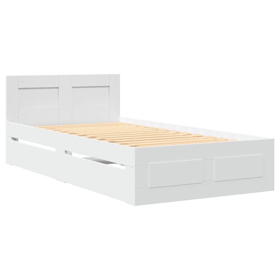 Estructura cama con cabecero madera ingeniería blanca 75x190
