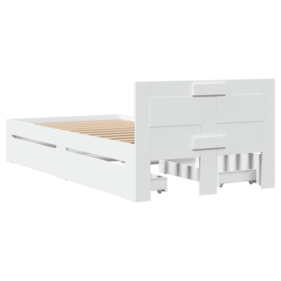Estructura cama con cabecero madera ingeniería blanca 75x190
