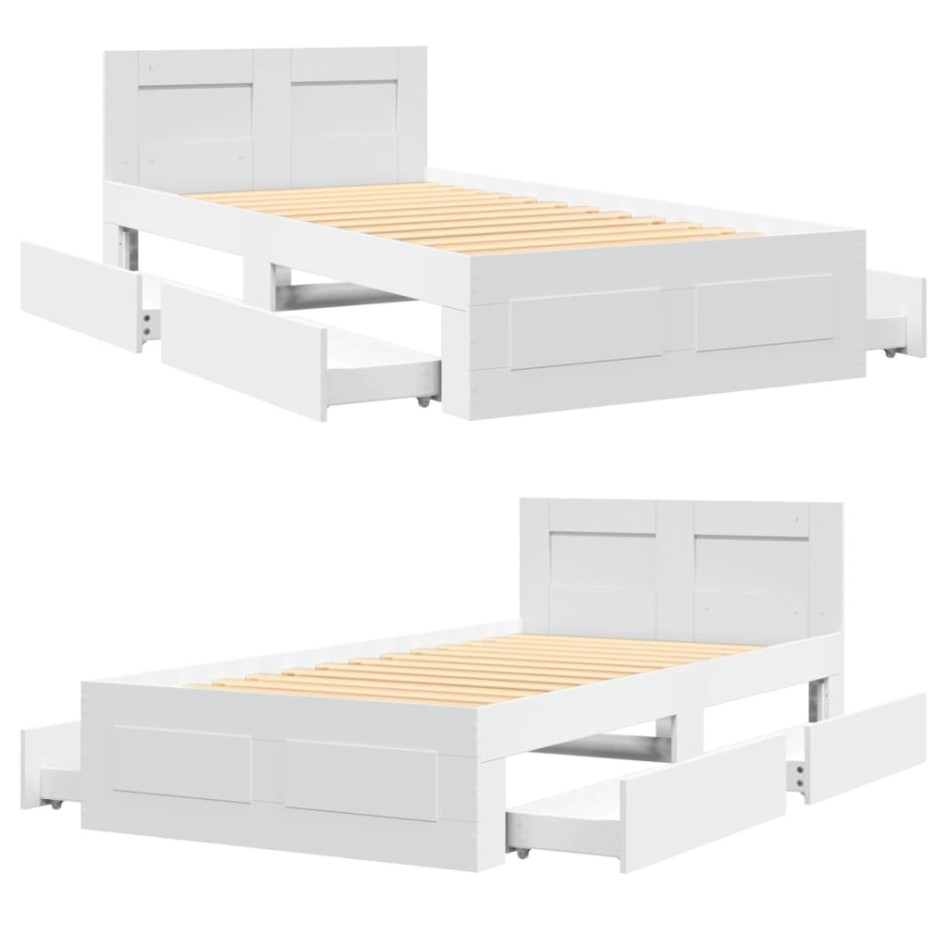 Estructura cama con cabecero madera ingeniería blanca 75x190