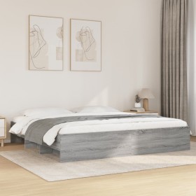 Estructura de cama madera de ingeniería gris Sonoma 200x200