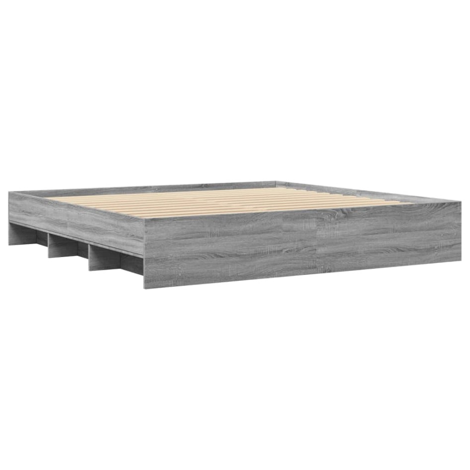 Estructura de cama madera de ingeniería gris Sonoma 200x200