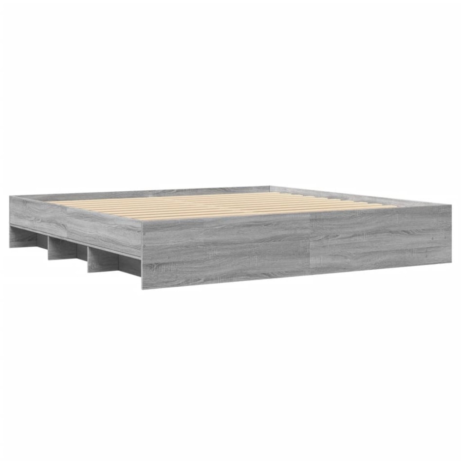 Estructura de cama madera de ingeniería gris Sonoma 200x200