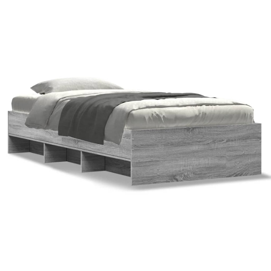 Estructura de cama madera de ingeniería gris Sonoma 100x200