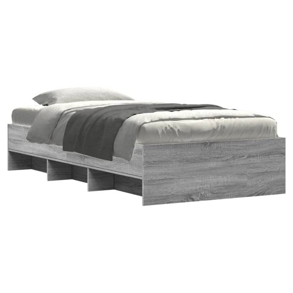 Estructura de cama madera de ingeniería gris Sonoma 100x200