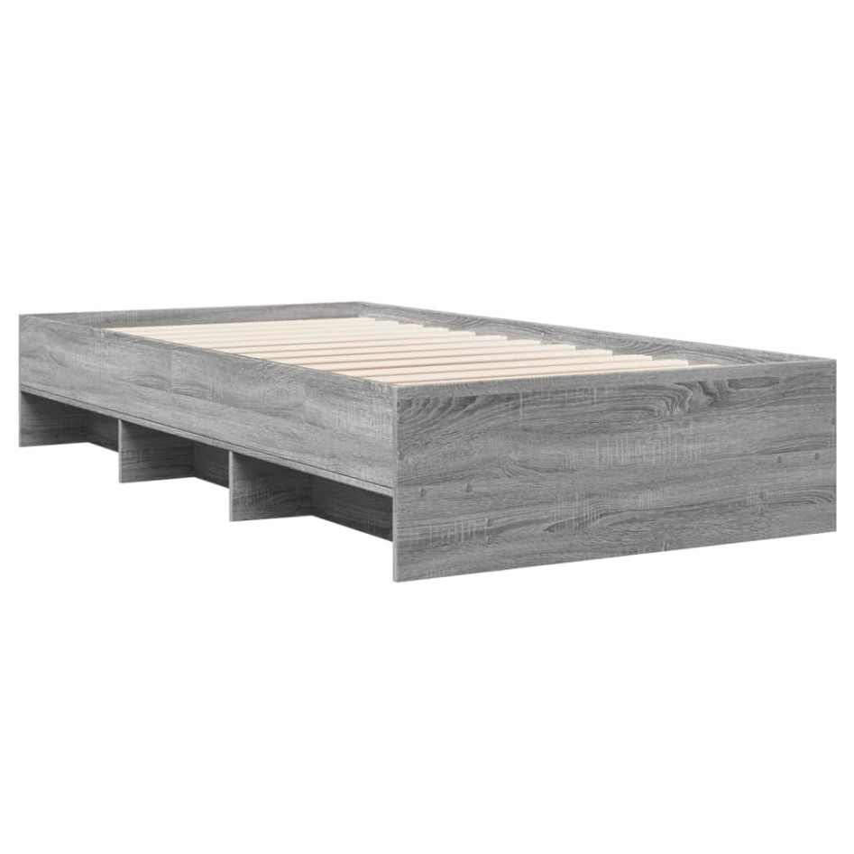 Estructura de cama madera de ingeniería gris Sonoma 100x200