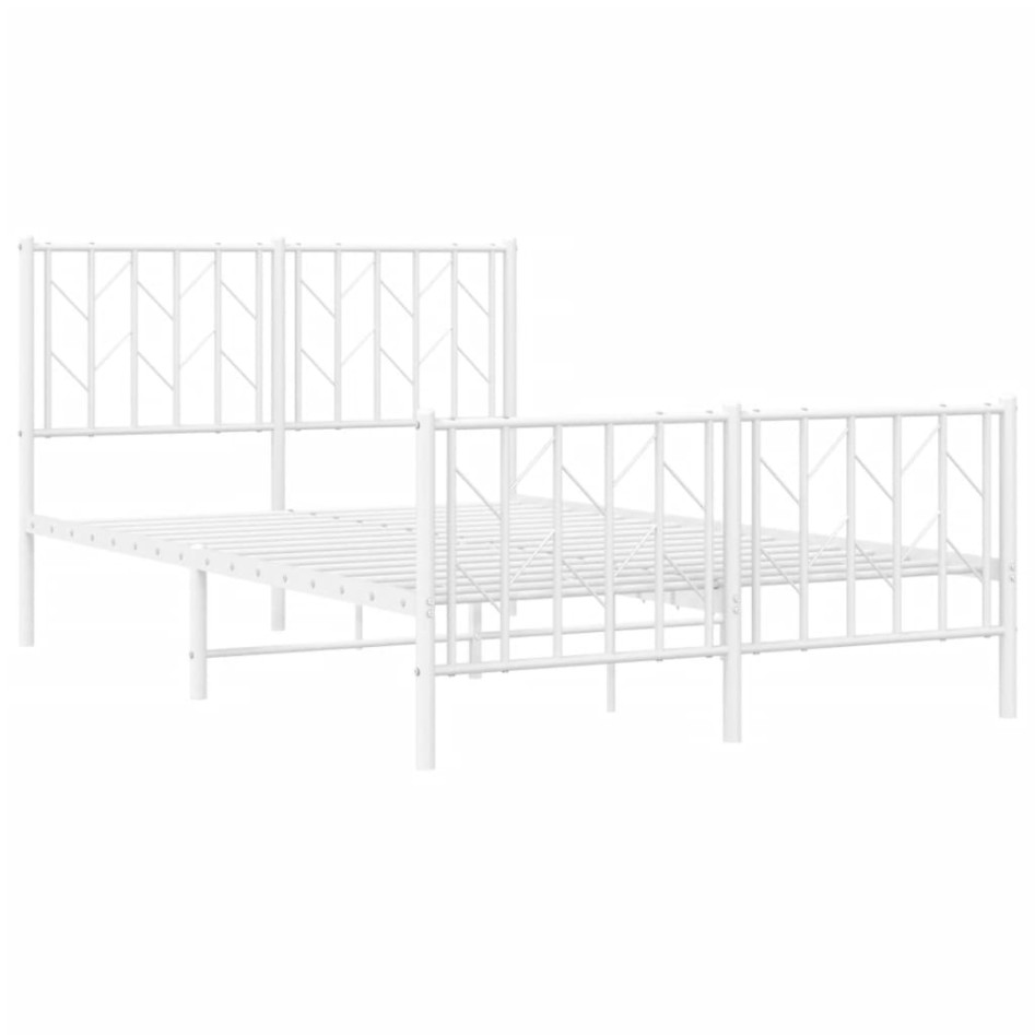 Estructura cama metal con cabecero y estribo blanco 120x190