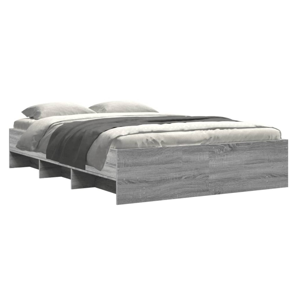 Estructura de cama madera de ingeniería gris Sonoma 135x190